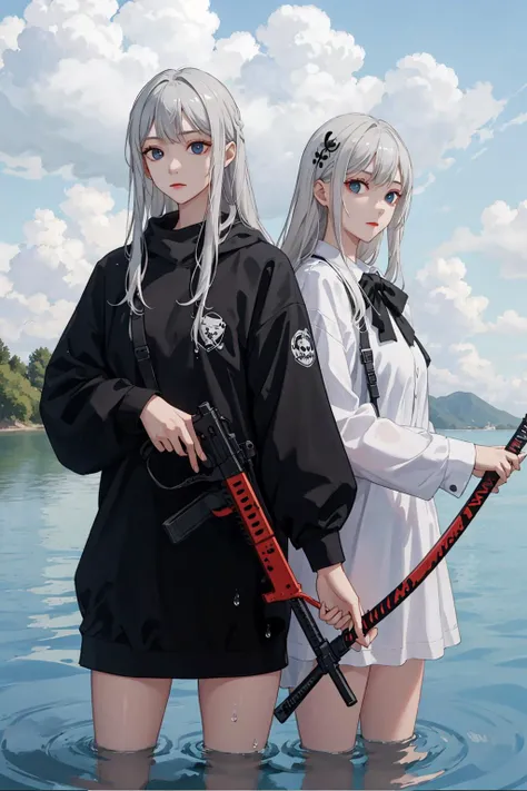 1girl,death,reaper,weapon,water drop,white hair,twins <lora:LUMI:0.3> <lora:miyou:0.2> <lora:koreandolllikenessV20_v20:0.2> <lora:AG-yan:0.1> <lora:zl_2023-05-18_133642-000002:0.3> <lora:fashionGirl_v54:0.2>