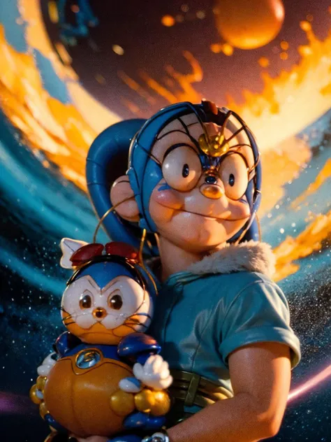 hyper realistic portrait of ((anime cartoon doraemon)), symmetric cinematic, artstation, cgsociety, full head, james gurney, mignola, craig mullins, brom ilya, by Ali Erturk, albino