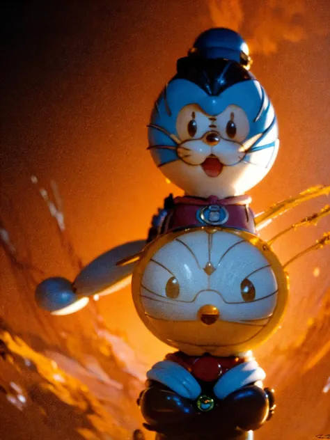 hyper realistic portrait of ((anime cartoon doraemon)), symmetric cinematic, artstation, cgsociety, full head, james gurney, mignola, craig mullins, brom ilya, by Ali Erturk, albino