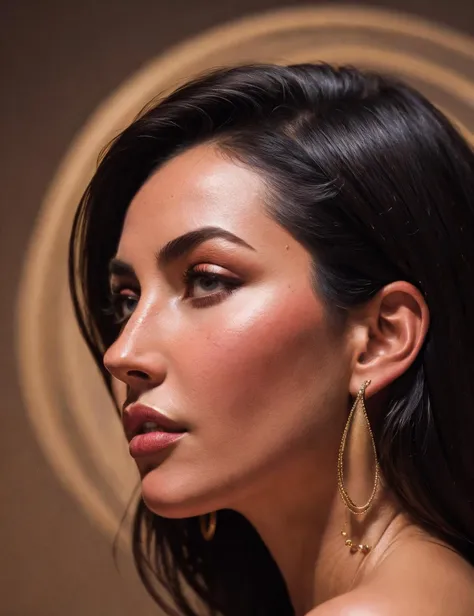 close up hyperrealist painting of the profile of Monica Bellucci by Marco Grassi trending on Artstation, 8k, full body and head, dark fantasy, cool muted colors