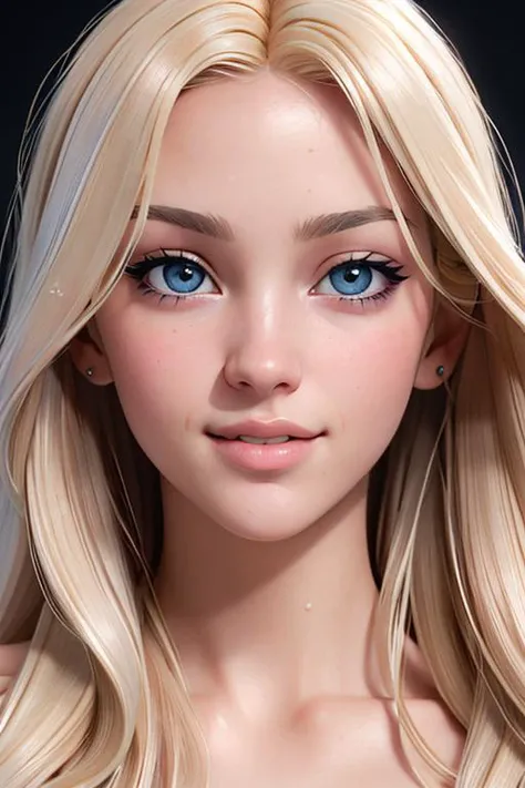 RAW photo of woman, (headshot:1.1) portrait on a black plain background, (smile, happy:1.1), sharp focus, best quality, extremely detailed BREAK j3nny-001, blonde hair, blue eyes. fcHeatPortrait