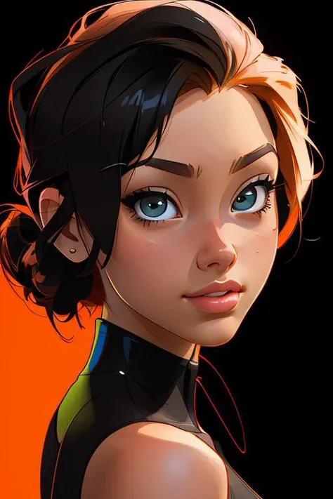 art by DEN_IDG_style, traditional media portrait of suz1-001
(headshot:1.1) portrait on a plain black background, (headshot:1.2), face focus, intricate (beautiful eyes:1.2), (wide open eyes:1.1), Big eyes, clean photo, circle lighting, high contrast,
masterpiece, intricate, immaculate, detailed, high detail, ultra detailed, 8k,