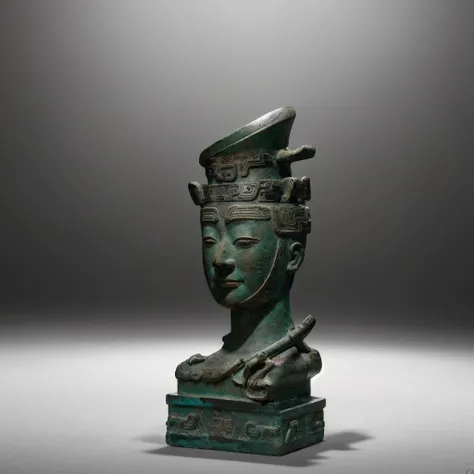 Ancient Japanese ceramic Urn, depiction of Saitama from One Punch Man confused dead dragon nearby, ancient artistic stylings, museum display case
