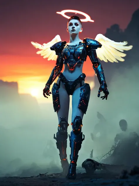 score_9,score_8_up,score_7_up,score_6_up,score_5_up,score_4_up,(angel of death with robotic body,  archangel with ornate armor:1.2), dynamic full body pose , eerie atmosphere, dark fog, ghosts, dynamic light, red sunset,  nsfw, science fiction, rockpunk, Tatsuki Fujimoto, James Jean, Gege Akutami <lora:BLUE_mk4_angel_FLUX_01:2>