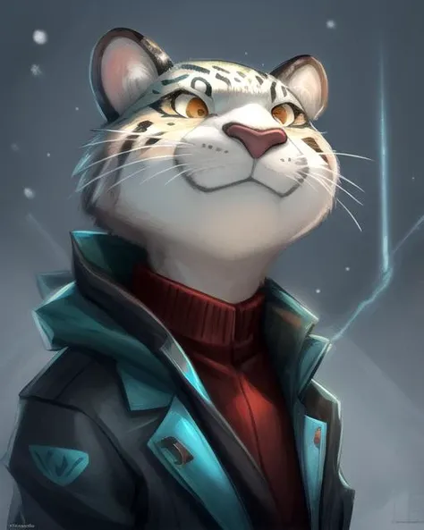 a cyberpunk portrait of animal, anthropomorphic snow leopard, in a business suit by jean michel basquiat, by hayao miyazaki
,<lora:MODILL_RC_V0.04:0.7> (whimsical:1.1)<lora:add_detail:0.8>