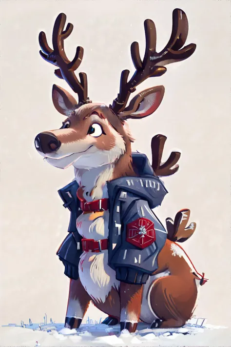 <lora:modillsoft:0.8>, reindeer wearing Jacket, masterpiece, 8k, high resolution, shallow depth of field, sharp focus