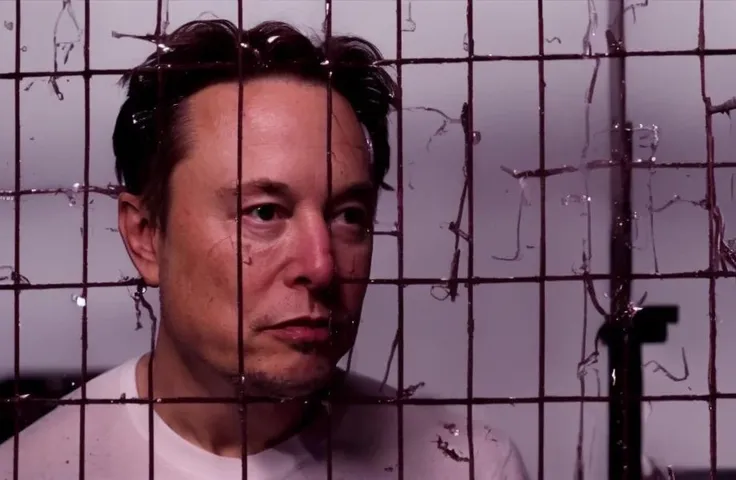 film footage of elonmusk person (((trying to stop AI because he is afraid of being outsmarted))). Science fiction film directed by Tim Miller. Elonmusk person is fumining mad, and shocked at the power of AI and Artificial Intelligence. Tbackpack girl trading germinal. mechanical wires electric industrial, esthetic Waffle Iron associate, intricate cinematography, by James Cameron, trending on imdb, high quality 4k award winning footage. Riding a scooter with a hornlow shot after delivering a baby from his man body. sharp lights on at night. moviel from aliensm, heavy acid rain. Kodachrome.