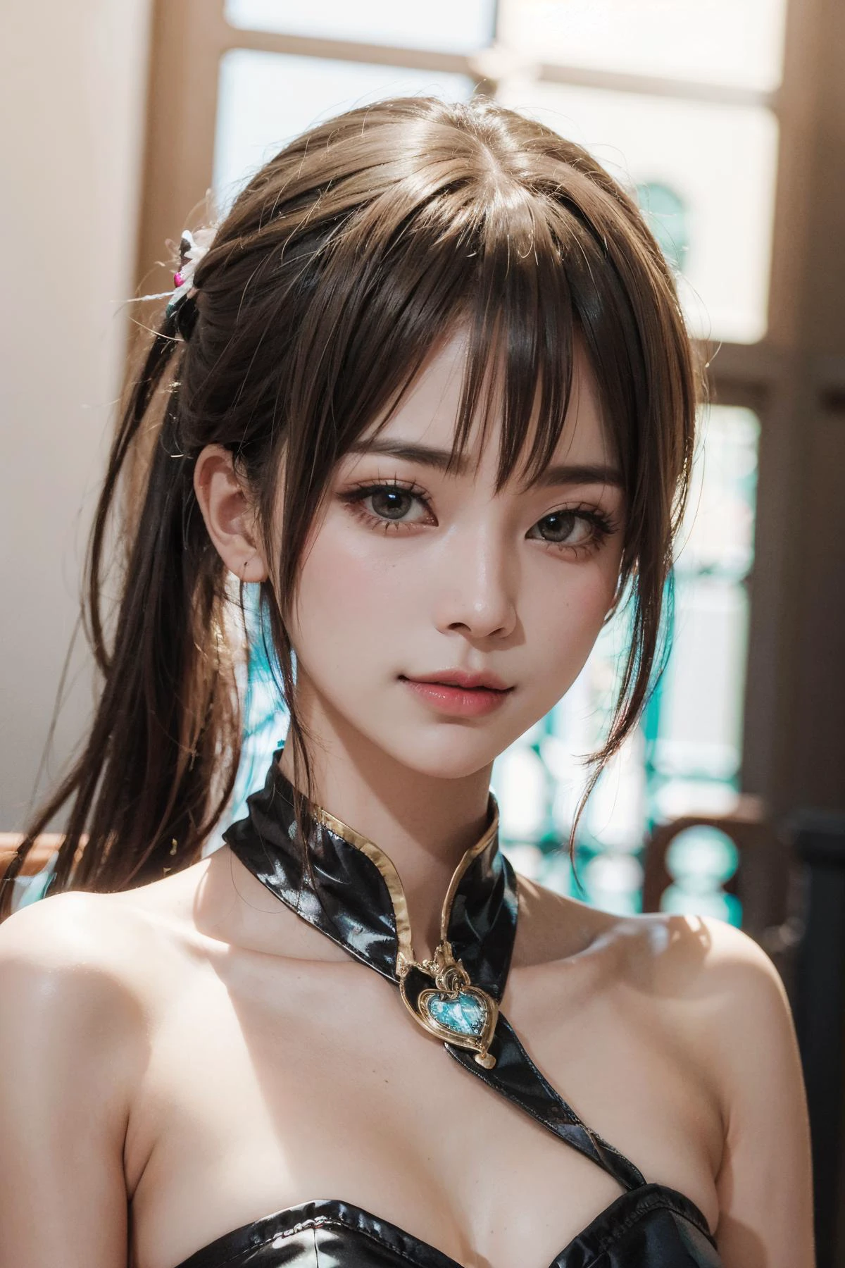 1girl , Wrapped ponytail haircut, Salwar Kameez,-,
(realistic, photo-realistic:1.37),(8k, RAW photo, best quality, masterpiece:1.2), cute, ultra-detailed,heart-shaped pupils,physically-based rendering, ultra high res, looking at viewer,photorealistic,realistic, solo, photorealistic, best quality,extremely detailed face,extremely detailed eyes and face, beautiful detailed eyes,absurdres, incredibly absurdres,haunting smile,childish looks, best quality, masterpiece, portrait, a photography of a beautiful girl, detailed face, pov, (((depth of field))), pale and lustrous skin, (small breasts), neon glow, random background, <lora:no119Girl_no119Girl:0.6:outds>