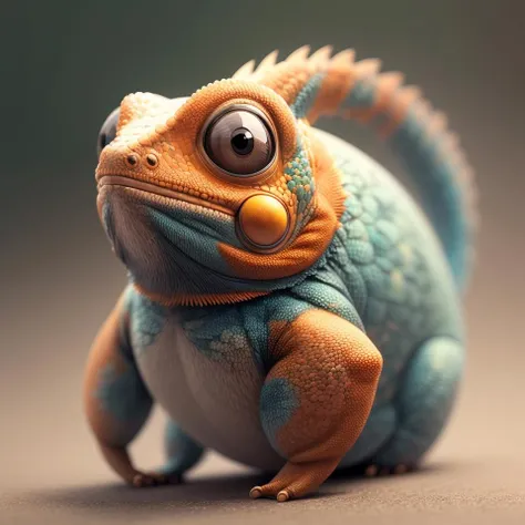 masterpiece, high quality ,<lora:fat:0.5> Chameleon, bokeh background, <lora:add_detail:0.2>