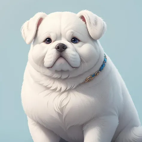 masterpiece, high quality ,white dog, <lora:fat:0.5>,Blue background