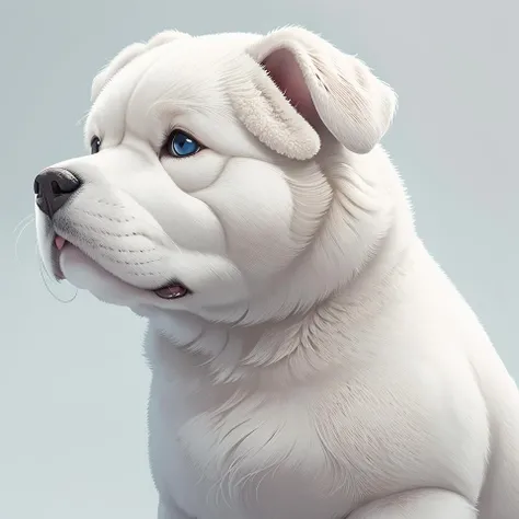 masterpiece, high quality ,white dog, <lora:fat:0.5>,Blue background