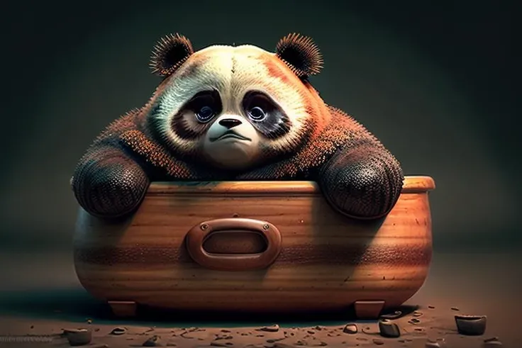 <lora:fat:1>, an awarded profesional photo of 1 panda bear on treasure box background, 8k, perfced detailed, high res, masterpiece, , ultradetailed, perfect eyes, ideal body posture,perfect body proportions, by jeremy mann, by sandra chevrier, by maciej kuciara,(masterpiece:1.2),(ultradetailed:1.1), ultrasharp, (perfect, body:1.1),(realistic:1.3),(real shadow:1.2), photo Fujifilm XT3, ,(perfect body proportions:1.1)<lyco:GoodHands-beta2:1>, intricated hands,(by Michelangelo),(profesional lights:1.3) (profesional photography:1.3), cowboy shot (character focus:1.1), depth of field, photorealistic, <lora:improve_backgrounds:1> <lora:add_detail:1> vibrant colors