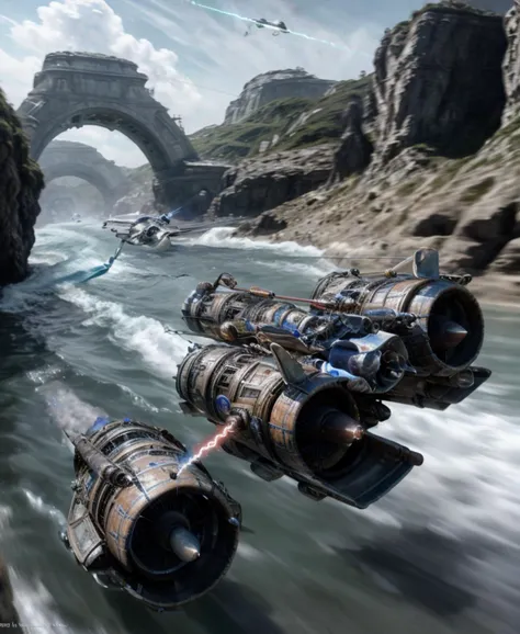 podracing, ocean, water surface, reflection, raytracing,
trail, engines,
(giant, monster, creature, scary:0.7),
(speed, fast, projection:0.6), star wars,
highres, masterpiece,
<lora:podracing_10_1:0.65>