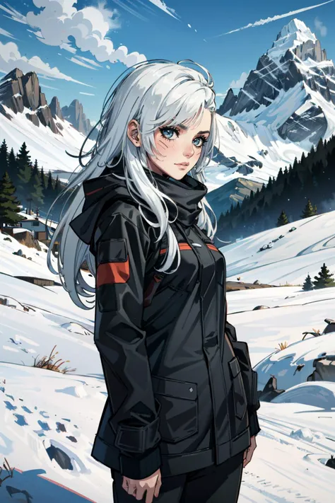 ((masterpiece, best quality))
<lora:CyberRogueOld:0.7>
CyberRogueOld, 1girl, white hair, long hair, eiking in the Swiss Alps, bundled up in winter gear, with snow-capped peaks in the background