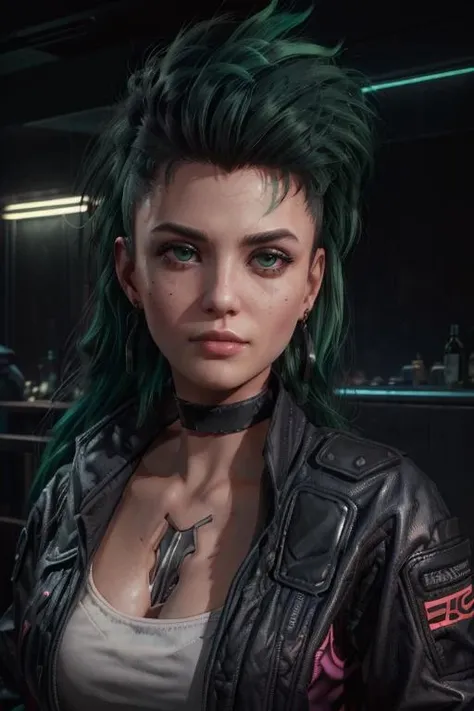 RogueCyber, 1girl, solo, earrings, green hair, jewelry, choker, realistic, portrait, jacket, multicolored hair, black choker, brown eyes, looking at viewer, black hair, long hair,
masterpiece, best quality,
<lora:add_detail:0.7>,<lora:epi_noiseoffset2:1>, <lora:RogueCyber:0.7>