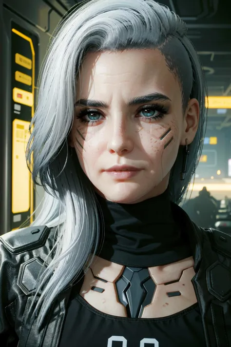 ((masterpiece, best quality))
<lora:CyberRogueOld:0.8>
CyberRogueOld, 1girl, long hair, realistic, cyberpunk, white hair, make up, medium close-up