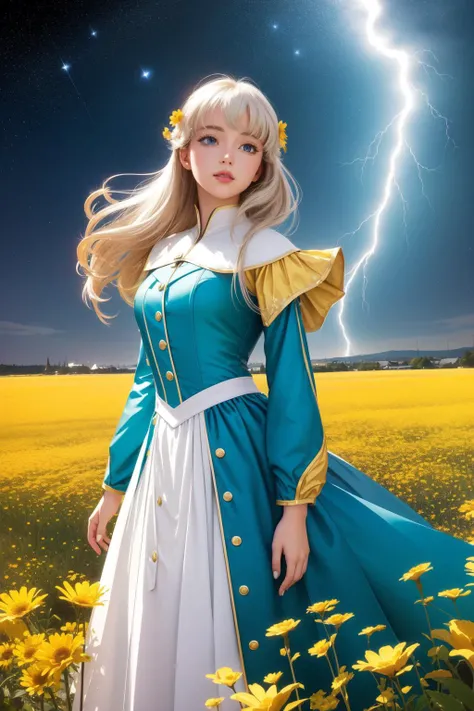 1girl, fantasy Technical illustration, fairy tale, landscape of a Yellow ([Field of flowers|Workshop]:1.3) from inside of a England, it is very 50s Art and Ugly, [Hipster|Bantu] street and Shooting star in background, Fall, (fashion art by Constantin Joffe:1.2) , (Franklin Carmichael:1.1) , (Hans Christian Andersen:1.3) , (Mckadesinsanity:1.2) , Simple illustration, Dark and Gritty, Japonism Art, Starlight, pinhole lens, Polychromatic, Plain white background, electric blue lightning bolts, artstation, highly detailed, ultra detailed, unattractive