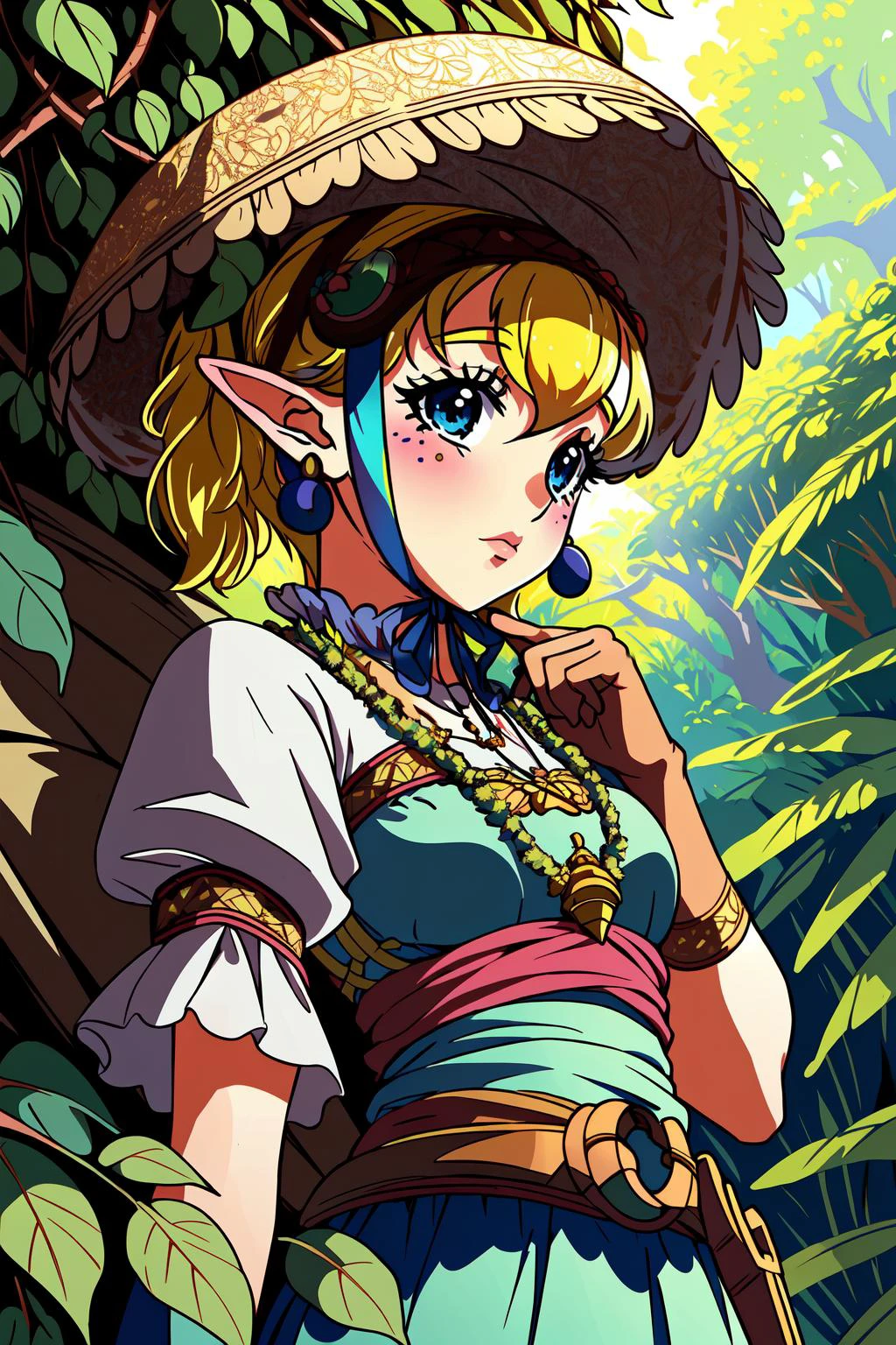 (masterpiece, best quality), intricate details,
1girl, <lora:Agitha_Zelda:0.8> Agitha_Zelda,
jungle, tribal, vines, canopy,