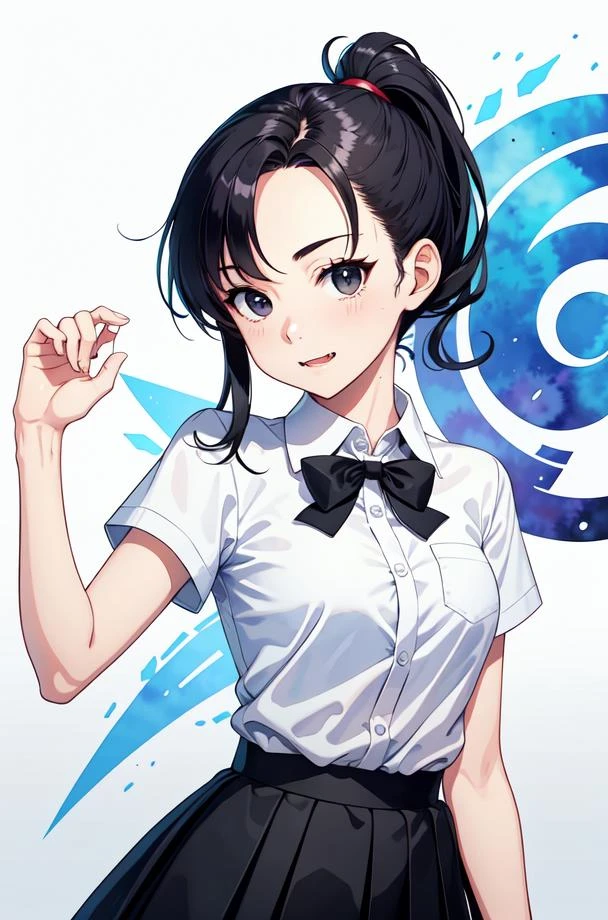 masterpiece,best quality,upper body,1girl,collared_shirt and flared_skirt as material1,色彩,watercolor pencil \(medium\),chart,ponytail,gmyh,small breasts,black eyes,fangs,sideways
Negative prompt: (bad and mutated hands:1.3),(nsfw:1.5),(bad anatomy, nude,paintings, sketches, worst quality, low quality, normal quality, lowres,:1.3),verybadimagenegative_v1.3,
Steps: 20, Sampler: DPM++ 2M Karras, CFG scale: 5, Seed: 191395137, Size: 512x768,
