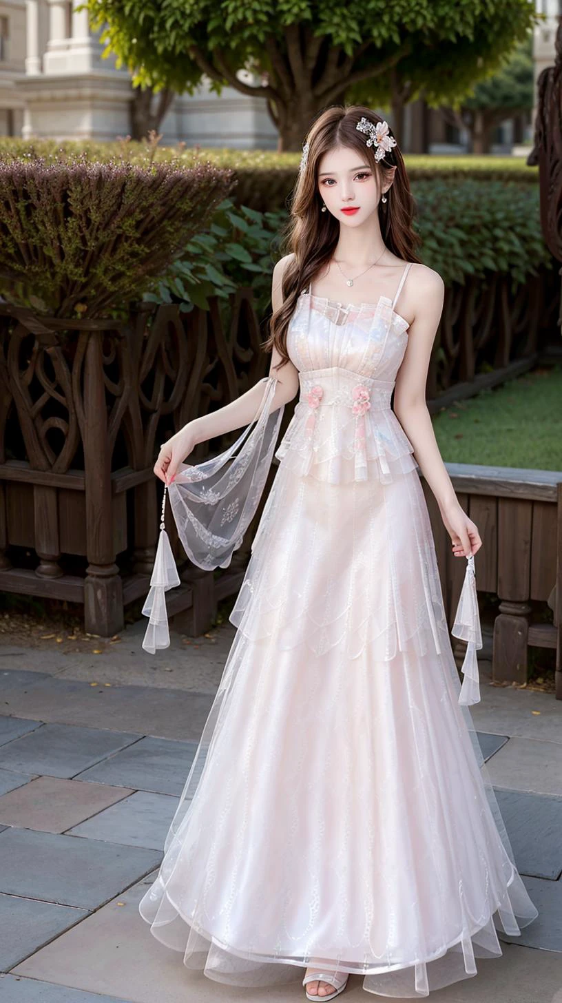masterpiece,best quality,(detailed face, perfect face, perfect eyes, realistic eyes, perfect fingers),(clear face),fantasy girl,long hair,hair ornaments,looking at viewer,outdoors,intricate,high detail,sharp focus,dramatic,beautiful girl,full body,standing,holding flower,
<lora:add_detail:0.8>,
<lora:Sweet girl dress2:0.75> Sweet girl dress2,dress