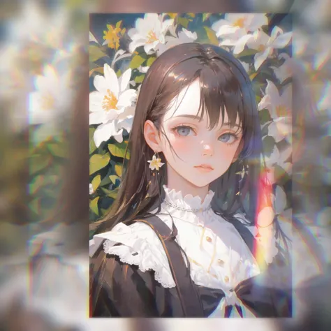 realistic, painting, portrait of a girl,Lolita,flowers