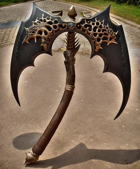 <lora:fantasyaxe-13:1> , fantasyaxe axe of chaos , (realistic styled by karol bak : 1.4).sharp focus, masterpiece, (RAW photo, fantasy: 1.3), intricate and detailed.