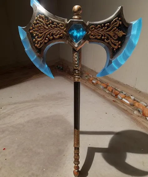 <lora:fantasyaxe-13:1> , fantasyaxe axe of ice magic, (realistic styled by karol bak : 1.4).sharp focus, masterpiece, (RAW photo, fantasy: 1.3), intricate and detailed.