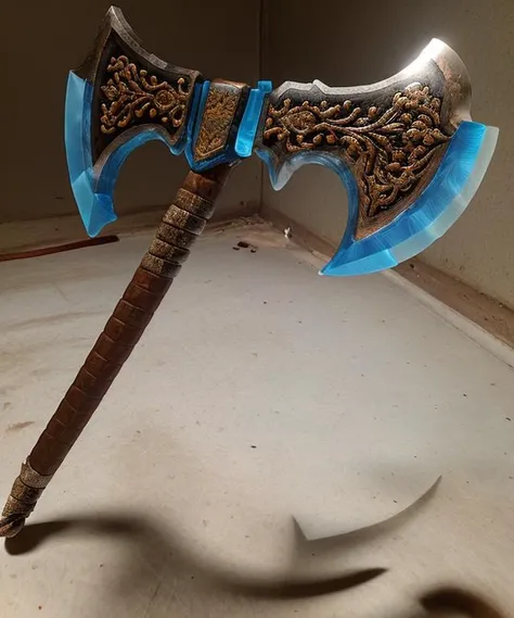 <lora:fantasyaxe-13:1> , fantasyaxe axe of ice magic, (realistic styled by karol bak : 1.4).sharp focus, masterpiece, (RAW photo, fantasy: 1.3), intricate and detailed.