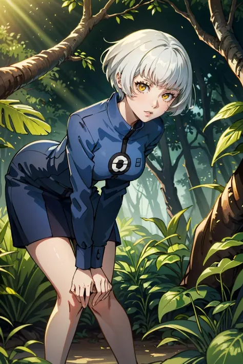 ((masterpiece, best quality))
<lora:Persona3Elizabeth:0.8>
Persona3Elizabeth, 1girl, solo, short hair, white hair, Amidst a dense rainforest with exotic flowers, leaning forward with hands on knees