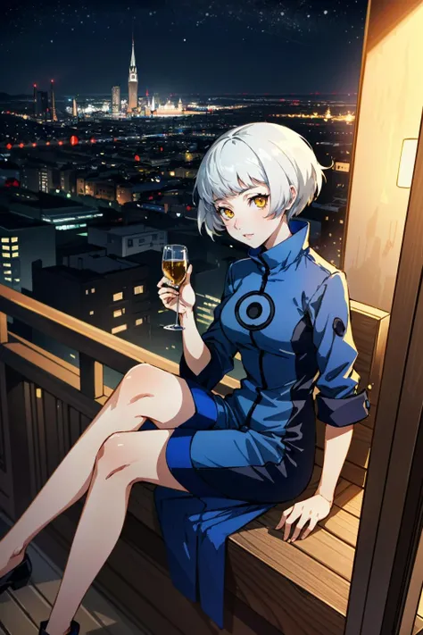 ((masterpiece, best quality))
<lora:Persona3Elizabeth:0.8>
Persona3Elizabeth, 1girl, solo, short hair, white hair, Overlooking the city from a rooftop bar at night, chic outfit, sitting