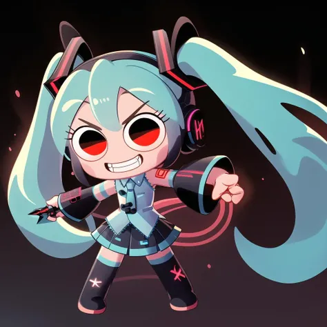 <lora:SockFuStyle-10:0.8>, evil smile,
full body, chibi, 1girl, hatsune miku, blue hair, <lora:DemonicTech-20:0.8> demonictech,