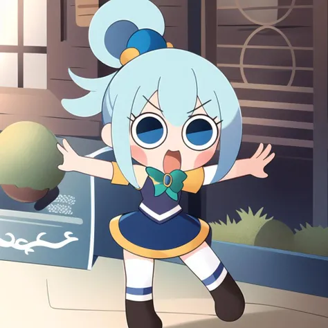 <lora:SockFuStyle-10:0.8> full body, chibi, 1girl,
<lora:aquaKonosuba:0.5> aqua \(konosuba\), blue hair,