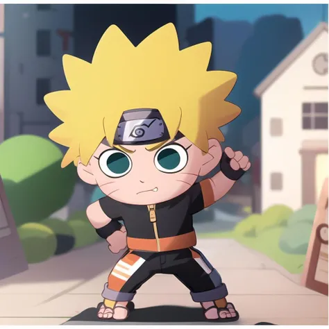 <lora:SockFuStyle-10:0.8>,full body, chibi, 1boy, sunny,  detailed background, <lora:Naruto:0.7> uzumaki naruto,blonde hair,