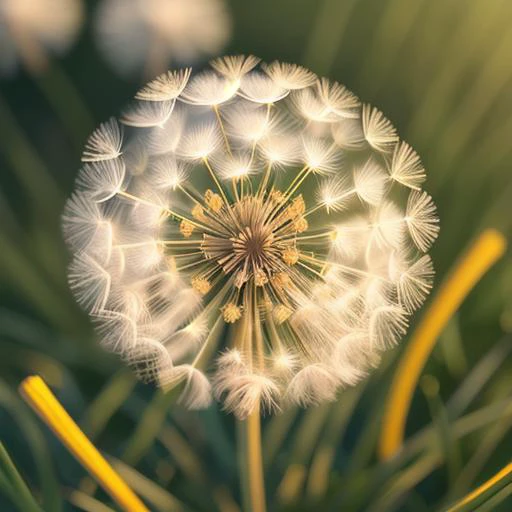 A dandelion, close up, unreal engine 5, hd, raytracing, hyperdetailed, realism, trending on artstation, maximum quality, amazing, beautiful <lyco:macrodiffusion:1.0>