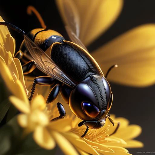 A wasp, unreal engine 5, hd, raytracing, hyperdetailed, realism, trending on artstation, maximum quality, amazing, beautiful   <lyco:macrodiffusion:1.0>