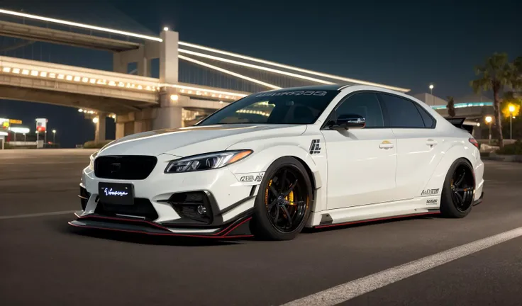 ((masterpiece,best quality)),ultra-detailed, 4k, highres, cinematic, widebody sedan, vehicle focus, shore, bridge, neon lights, <lora:conceptWB_v1:0.8>