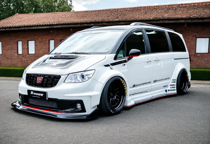 dutch angle, low view, <lora:WBC-XL-v1:1>, ultra widebody family minivan, racing rims, racing flares, (sharp forcus, highly detailed, 4k, 8k, best quality, masterpiece, ultra highres:1)