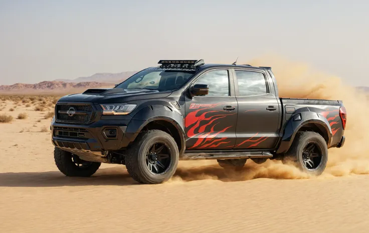 ((masterpiece,best quality)), ultra detailed, widebody truck, drifting in desert, motion blur, in motion, sand dust, sunlight, from side, <lora:WBC-XL-v1-000006:0.9>