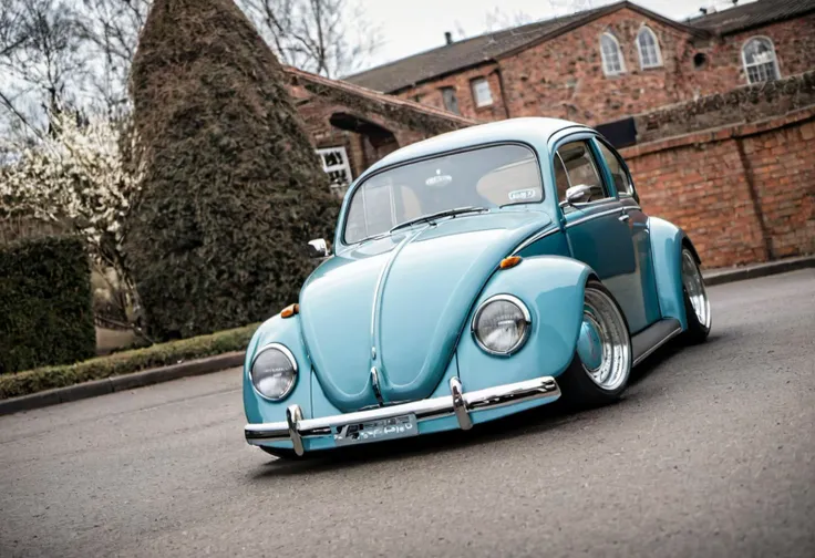 dutch angle, low view, <lora:WBC-XL-v1:1>, ultra widebody vw bug, beetle, vintage, 1960s, (sharp forcus, highly detailed, 4k, 8k, best quality, masterpiece, ultra highres:1)