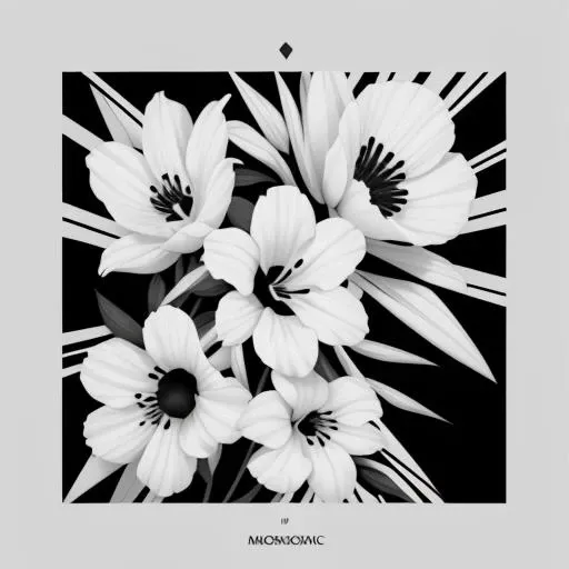 mosaic, abstract floral pattern, <lora:MonoCream:0.75> monocream, black and white, poster art, crisp edges, high quality, high resolution, hi res, uhd, hdr, high dynamic range, full screen,