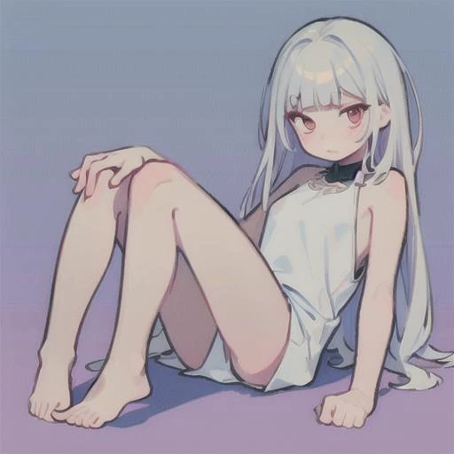 best quality,Amazing,beautiful detailed eyes,{an extremely delicate and beautiful girl},finely detail,Depth of field,{full body},white streaked hair,red eyes,five fingers,five toes,cold faces, <lora:sketch-anime:1>
