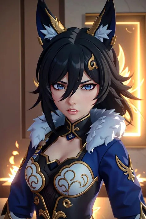 <lora:Yukong-KotoE20:0.3> <lora:Yukong-Koto125:0.3>, xyzyukong, 1girl, animal_ears, 3d, glaring, angry