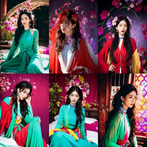 (otherworldly, otherworldly atmosphere, otherworldly appearance), highly insanely detailed, masterpiece, top quality, best quality, highres, 4k, 8k, RAW photo, Caribbean, egyptian,
depth of field, focused, foreshortening,
(dark tunnel, flower field, flower filed, china street:0.7),
(long_hair, long hair), collar, earrings, (Latina:0.5),
jav, (half naked, nsfw),
a woman in a colorful tu_than, <lora:Tu_than_Lora:0.8>, tu_than, wearing tu_than, (flower:1.4), (fractals background), (fantasy world), (messy hair, morning hair, bedhead:1.4)