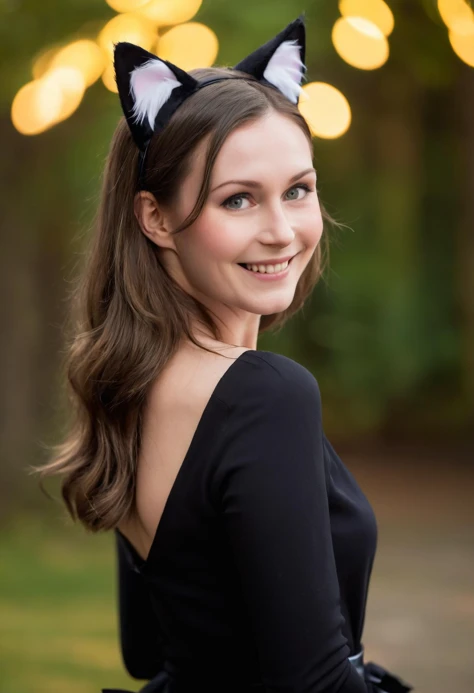 photo of sanna_marin wearing a cat costume smiling at the camera, cat ears, cat tail, age 25, cinematic lighting, bokeh, <lora:sanna_marin_sdxl_60:0.8>