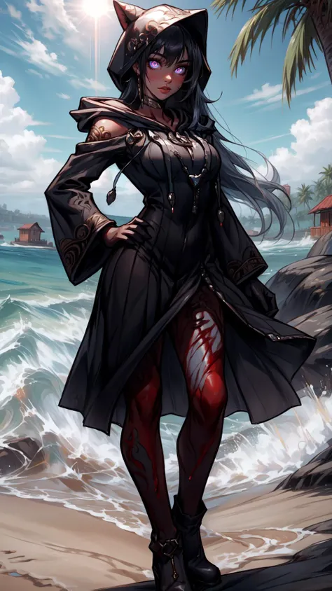 darkness, dark theme,blood, blood on face, blood on hands,
<lora:wind-upwind-v2-wasabiya:1> upwind, floating hair, wind lift,
(masterpiece, best quality, ultra-detailed, intricate details),<lora:Background_Detail_v3:0.5> <lora:add_detail:0.5>
((perfect female figure)),
(beautiful detailed eyes, ultra-detailed, intricate details,beautiful detailed face,perfect_face,perfect_hand),
Little Fairy
(<lora:Dskin_v1.0:0.8> tan),
AS-YoungV2:1.3,
(primer),
large breasts,
Thrilled,
lowleg skirt,
pointy hair:1.2,
swept bangs,
black hair,
very long hair,
hair over crotch,
On the sun-soaked shores of Goa, palm trees sway rhythmically to the beat of waves crashing on the sand, while colorful beach huts dot the landscape, inviting weary travelers to rest and rejuvenate under the warm tropical sun,
Tornado,
looking_down
Legs apart, one hand on her hip and the other raised as if holding a bow, she channels the spirit of a legendary warrior,
Over-the-shoulder, capturing part of the back and the subject's forward view,
cropped shoulders,
mint green,
<lora:OrganizationXIIICoat:1> Organization XIII Coat, (((hood up))),cleavage cutout, hooded,
<lora:BloodMagic:0.8> bloodmagic, fantasy, magical energy, ((blood))