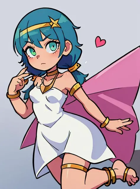 1girl , armlet, bare shoulders , blue gemstone , blue hair , blush , bracelet , breasts , clothing cutout, collarbone , dress , eyelashes, gem, green eyes , hair ornament , hands up , heart , jewelry , long hair , looking at viewer , ring, short sleeves , shoulder cutout , sidelocks , simple background , small breasts , solo , symbol-shaped pupils, (triangle-shaped pupils), twintails , white background , white dress , wristlet , anklet, aqua hair, blunt bangs , blurry , triangle bracelet, full body , green eyes , hair between eyes , hair ornament , gold jewelry , long hair , looking at viewer , pendant choker , ruins , short sleeves , sidelocks , small breasts , spread arms, thighlet, twintails , x hair ornament, genshin anemo vision