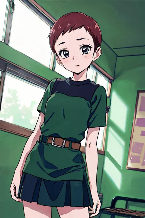<lora:kayoko:0.9>Nagato kayoko, green_shirt, cowboy shot,
(best quality, masterpiece, RAW photo,ultra-detailed:1.2), <lyco:GoodHands-beta2:1.0>,1girl,solo,looking at viewer,