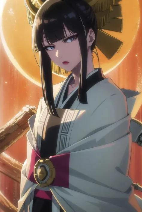 senjumarushutara, <lora:senjumarushutara-lora-nochekaiser:1>,
senjumaru shutara, long hair, bangs, blunt bangs, black hair, sidelocks, (black eyes:1.5), makeup, lipstick, red lipstick,
BREAK japanese clothes, kimono, mechanical arms, extra arms,
BREAK looking at viewer, upper body, (full body:1.2),
BREAK outdoors, sky, sun,
BREAK <lyco:GoodHands-beta2:1>, (masterpiece:1.2), best quality, high resolution, unity 8k wallpaper, (illustration:0.8), (beautiful detailed eyes:1.6), extremely detailed face, perfect lighting, extremely detailed CG, (perfect hands, perfect anatomy),