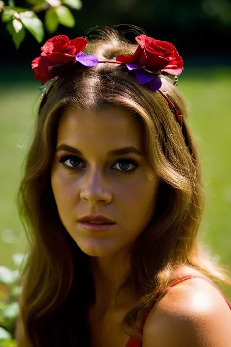 Realistic photo of a beautiful j4n3f0nd4-v2 woman, 1girl, solo, looking at viewer, blonde hair, hair ornament, purple eyes, upper body, flower, parted lips, lips, petals, rose, red flower, realistic, holding flower, soft lighting, professional Photography, Photorealistic, detailed, RAW, analog, sharp focus, 8k, HD, DSLR, high quality, Fujifilm XT3, film grain, award winning, masterpiece<lora:j4n3f0nd4-v2:1.0>