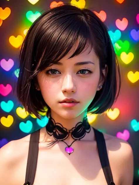 (best quality, masterpiece:1.2),ultra detailed,(photo realistic:1.4),solo,cute girl,(upper body:1.1),multicolored_background,<lora:FlowerGarden_v1:0.4>,heart_mark,<lora:LoveLoveEffect_v1:0.5>,